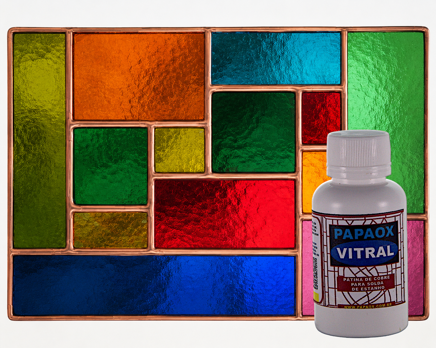 PAPAOX VITRAL – Pátina cobre para solda estanhada 100ml