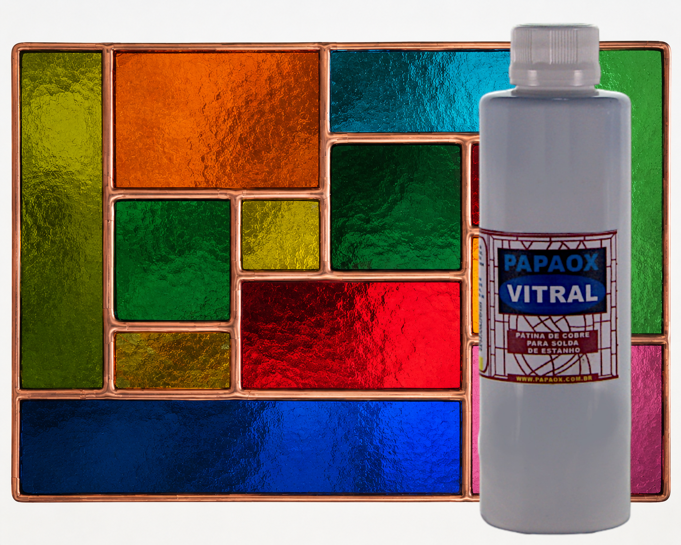PAPAOX VITRAL – Pátina cobre para solda estanhada 200ml