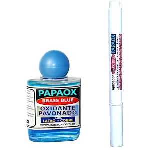 Kit PAPAOX BRASS BLUE com aplicador – Oxidação negra iridescente para cobre, bronze e latão