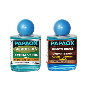 Kit PAPAOX VERDIGRIS + BROWN BRASS – Pátinas verde e marrom para cobre, bronze e latão